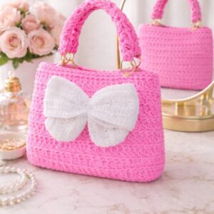 Haqiba Rosy Ribbon Mini Tote Crochet bag