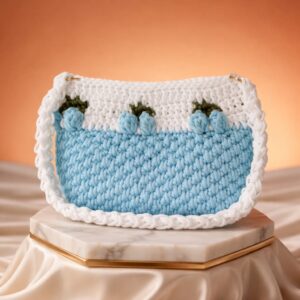 Haqiba Dual Tone Crochet Bag (Blue)
