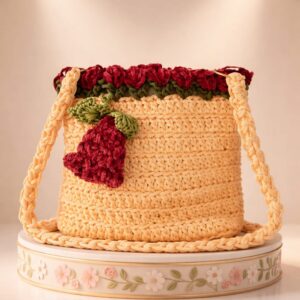 Haqiba Flower & Bell Top Crochet Bag | (Yellow Rose)