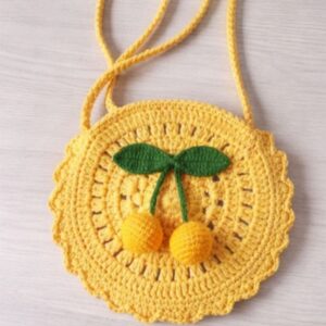 Haqiba Lemon Cherry Charm Crochet Bag
